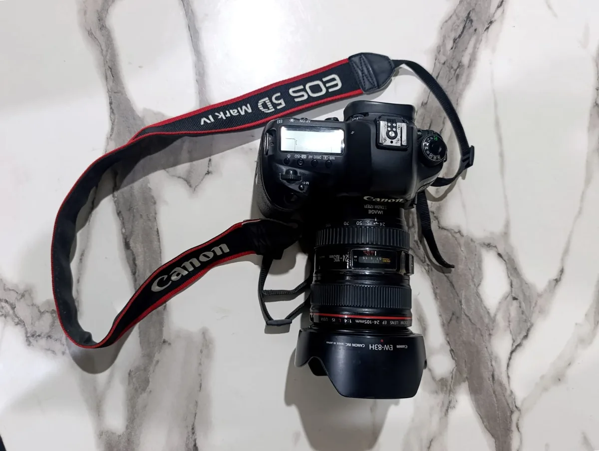 Top view of my Canon EOS 5D Mark IV with its branded strap