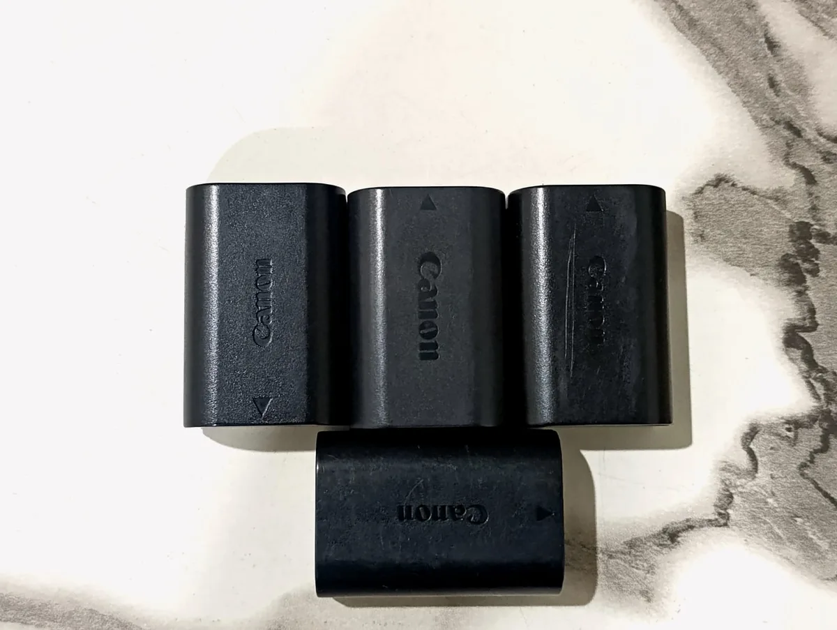 My four Canon LP-E6 camera batteries