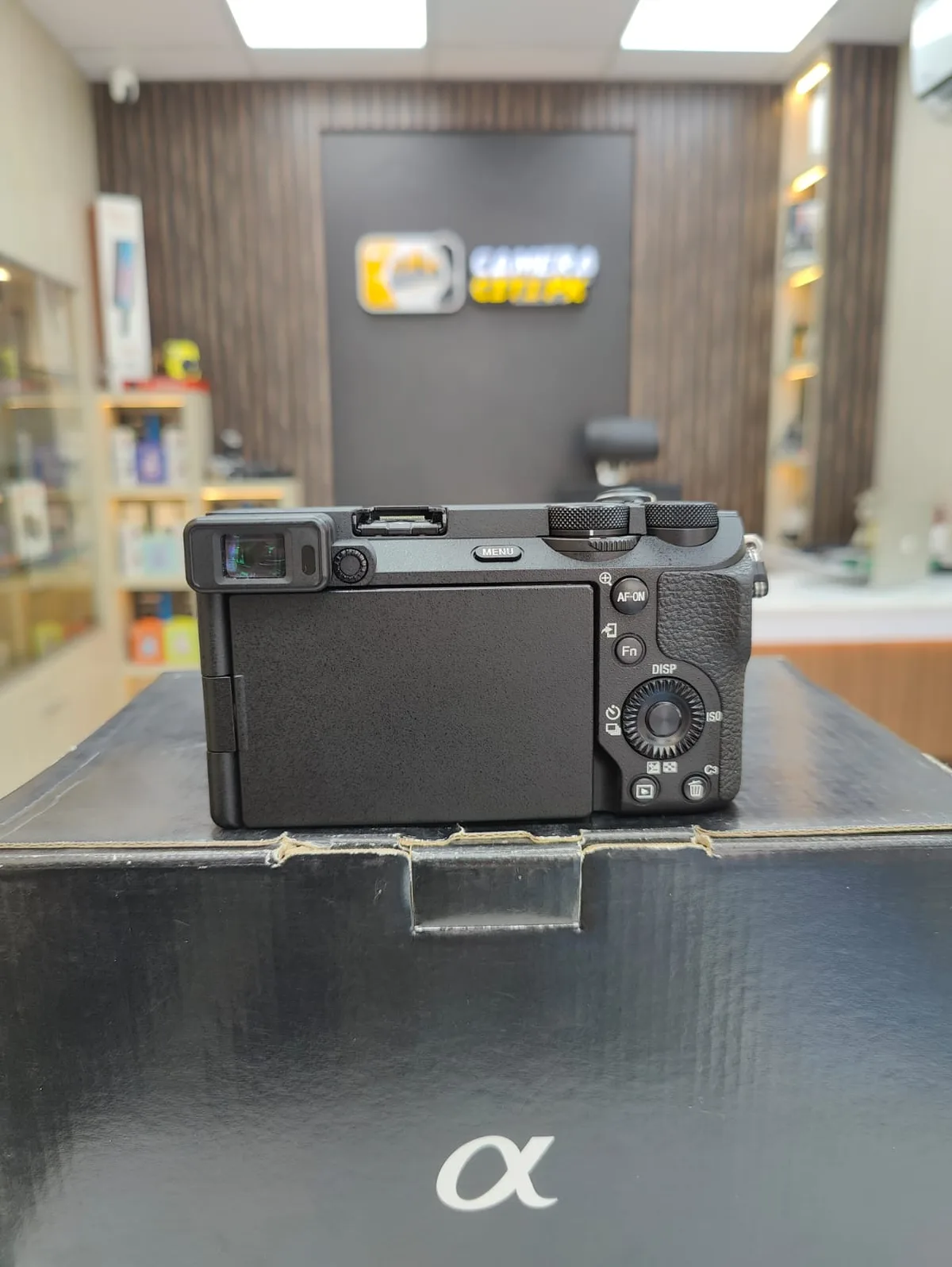 Rear of my Sony a6700 with the flip-out screen and viewfinder